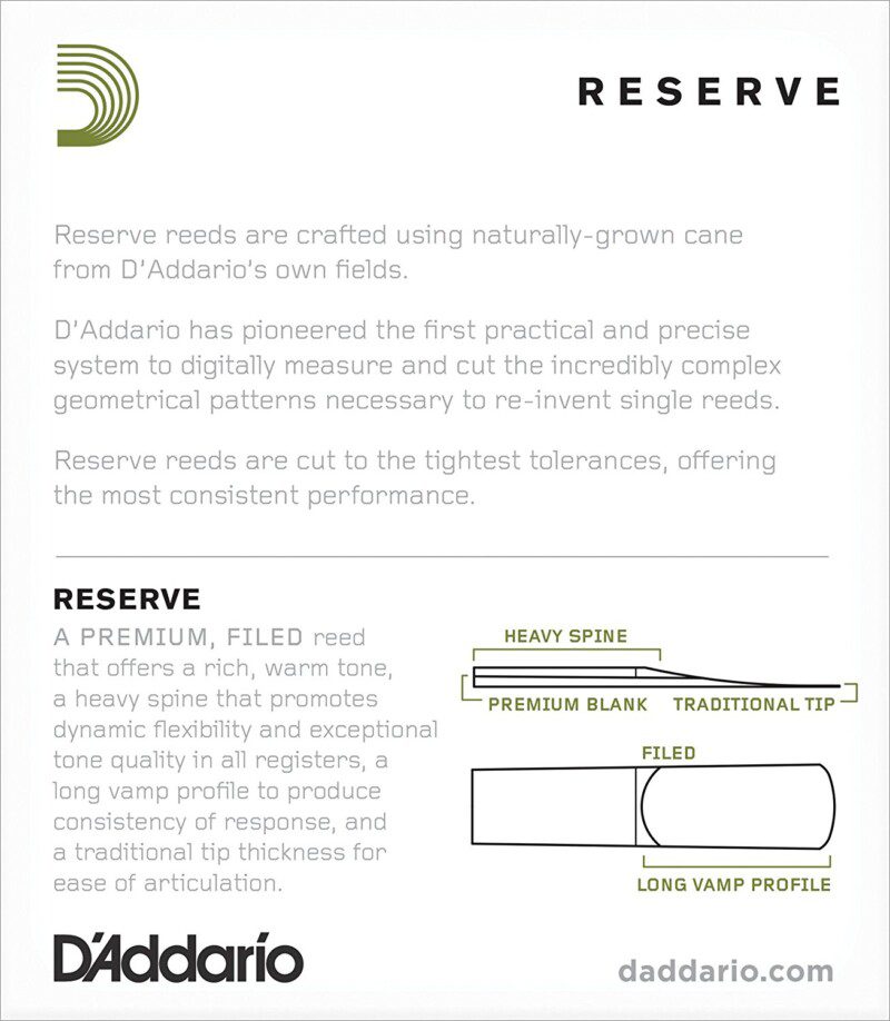 CAÑA RICO SAXO SOPRANO D'ADDARIO RESERVE CAJA VERDE # 2.5 - Imagen 3