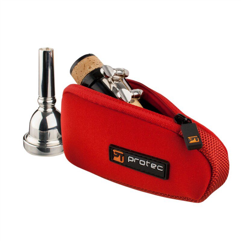 Funda para boquilla de trombón, saxofón alto y clarinete (neopreno), individual (roja)